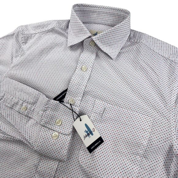 JOHNNIE-O Shirt Men S White Dot Hangin’ Out Long Sleeve Button Down Schubert NWT - Picture 1 of 16